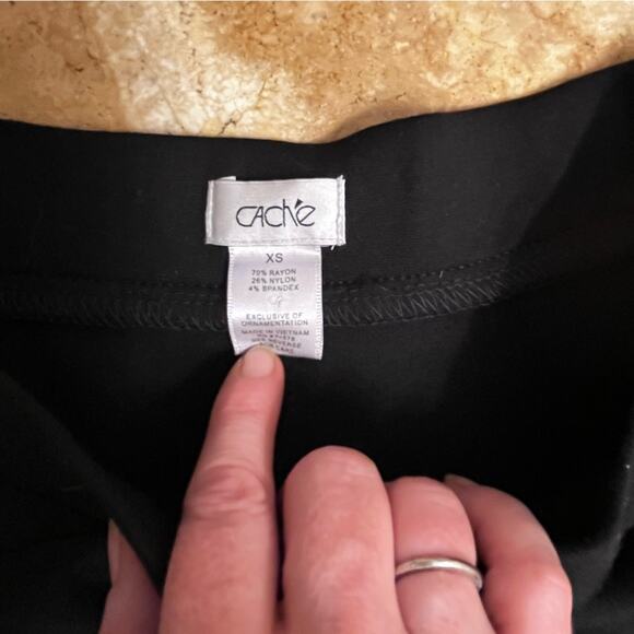 NEW Cache Ponte Knit Equestrian Riding Leggings Snap Ankle Length Black NWOT - Picture 12 of 14